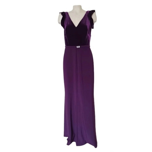 New! Lauren Ralph Lauren  Aubergine Purplw Velvet Evening Bridesmaid Gown - Picture 3 of 11